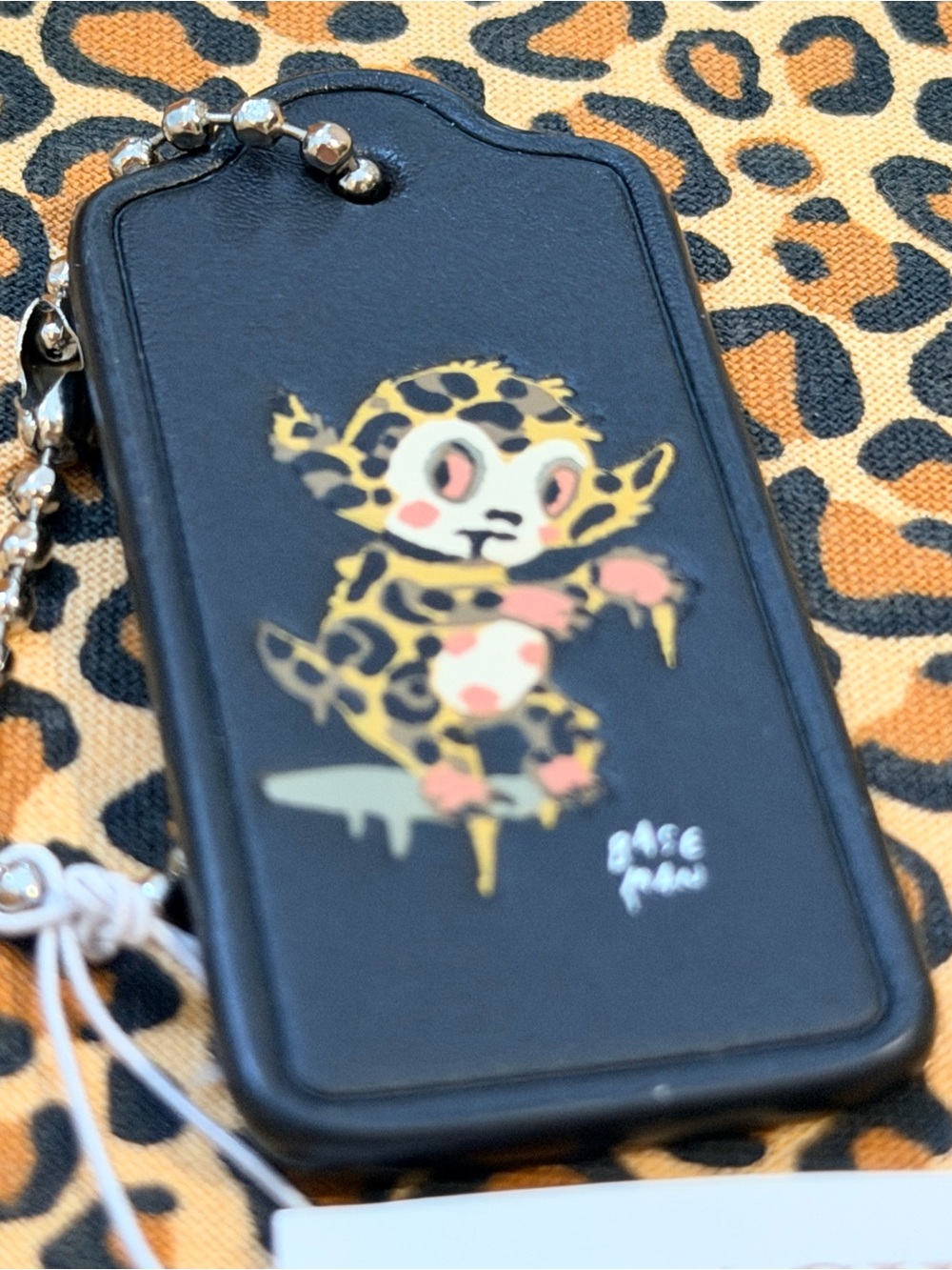 Coach Black Leather Leopard “Wild Beast” Hangtag - Picture 2 of 8